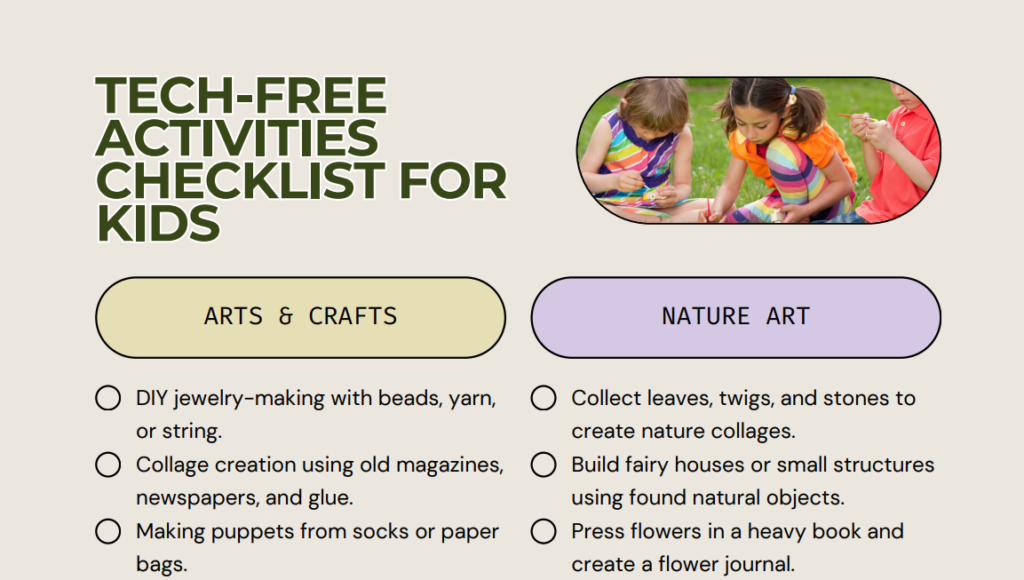 Tech-Free Activities Checklist for Kids