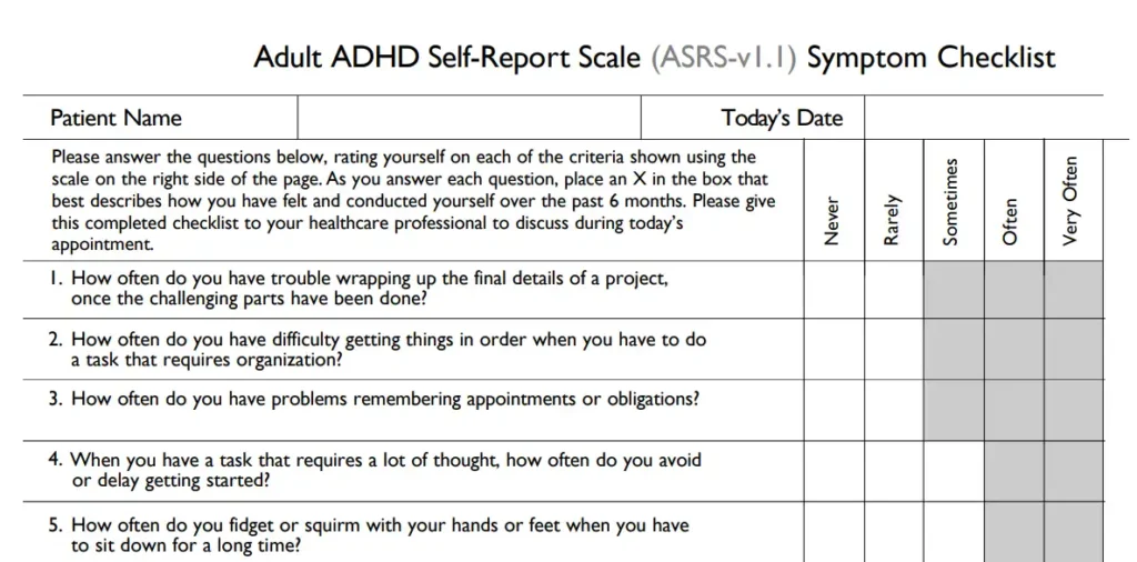 Adult ADHD Self-Report Scale