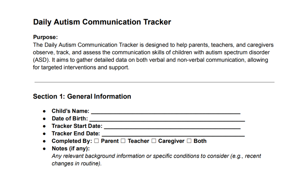 Daily Autism Communication Tracker